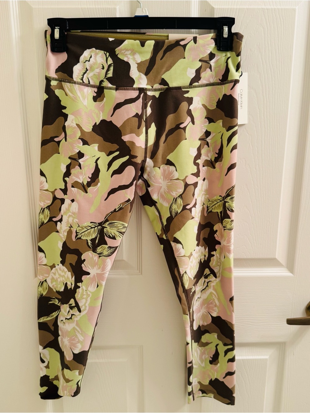 Calvin Klein Floral Camo High-Rise Leggings in Pink, Green & Brown